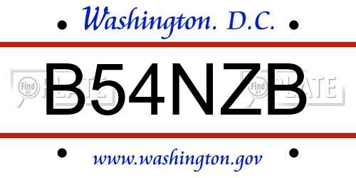 B54NZB District Of Columbia License Plate