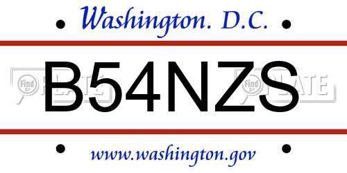 B54NZS District Of Columbia License Plate