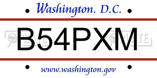 B54PXM District Of Columbia License Plate