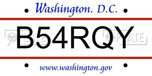 B54RQY District Of Columbia License Plate