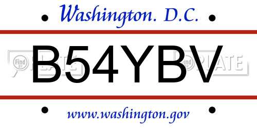 B54YBV District Of Columbia License Plate