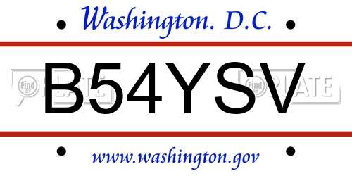 B54YSV District Of Columbia License Plate