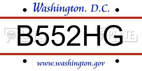 B552HG District Of Columbia License Plate
