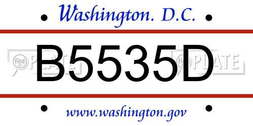 B5535D District Of Columbia License Plate