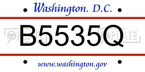 B5535Q District Of Columbia License Plate