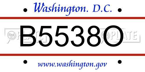 B5538O District Of Columbia License Plate