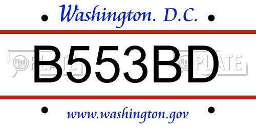 B553BD District Of Columbia License Plate