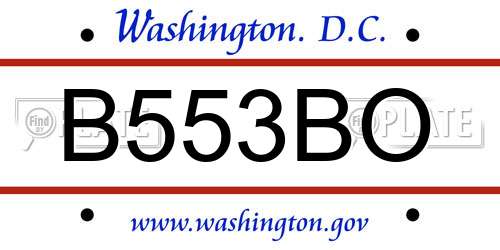 B553BO District Of Columbia License Plate