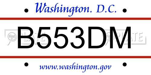 B553DM District Of Columbia License Plate