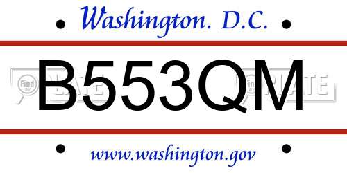 B553QM District Of Columbia License Plate