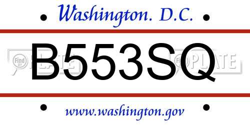B553SQ District Of Columbia License Plate