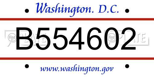 B554602 District Of Columbia License Plate