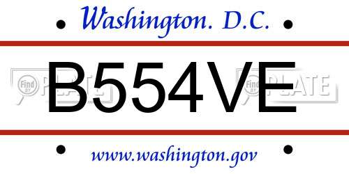 B554VE District Of Columbia License Plate