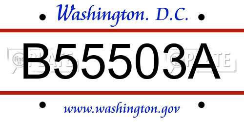 B55503A District Of Columbia License Plate