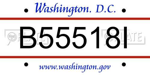 B55518I District Of Columbia License Plate