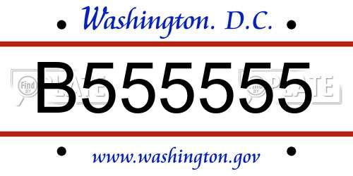 B555555 District Of Columbia License Plate