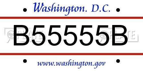 B55555B District Of Columbia License Plate