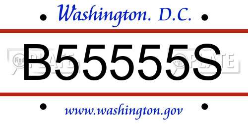 B55555S District Of Columbia License Plate