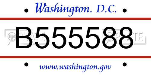 B555588 District Of Columbia License Plate