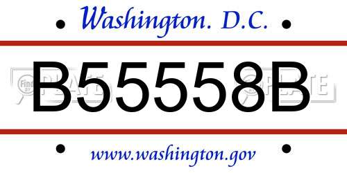 B55558B District Of Columbia License Plate