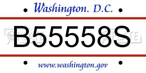B55558S District Of Columbia License Plate