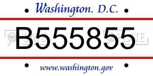 B555855 District Of Columbia License Plate
