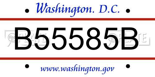 B55585B District Of Columbia License Plate
