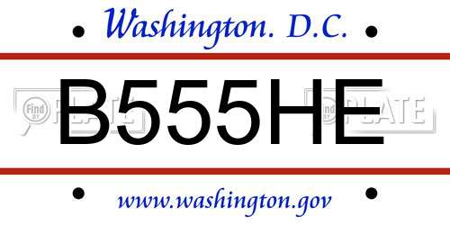 B555HE District Of Columbia License Plate