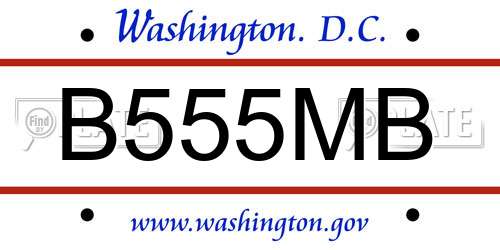 B555MB District Of Columbia License Plate