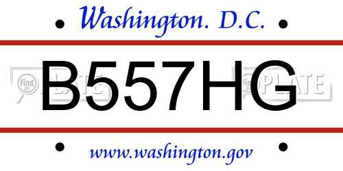 B557HG District Of Columbia License Plate