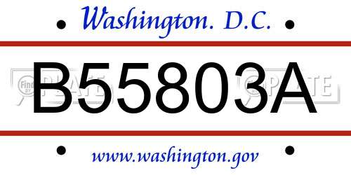 B55803A District Of Columbia License Plate