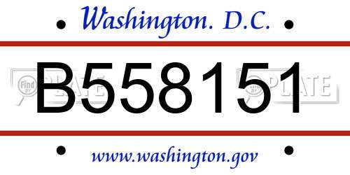 B558151 District Of Columbia License Plate