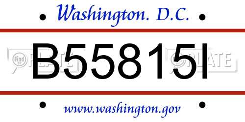 B55815I District Of Columbia License Plate