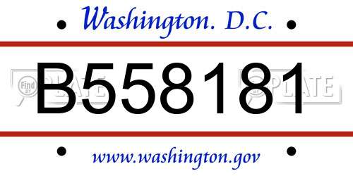 B558181 District Of Columbia License Plate