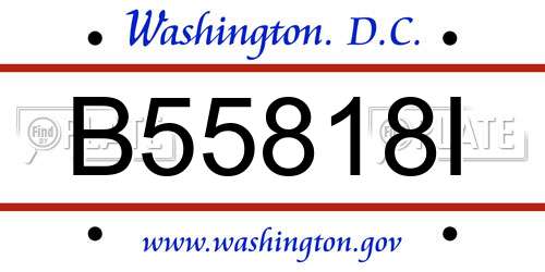 B55818I District Of Columbia License Plate