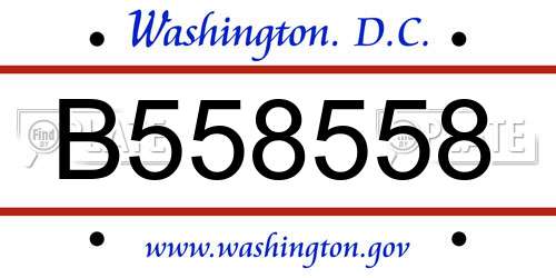 B558558 District Of Columbia License Plate