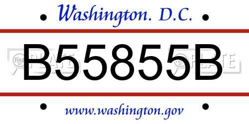 B55855B District Of Columbia License Plate
