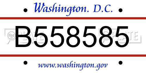 B558585 District Of Columbia License Plate