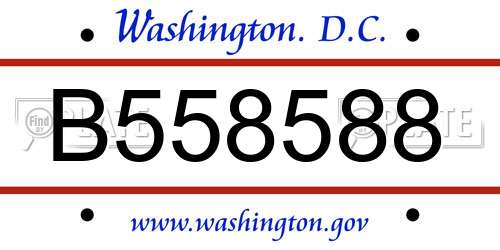 B558588 District Of Columbia License Plate