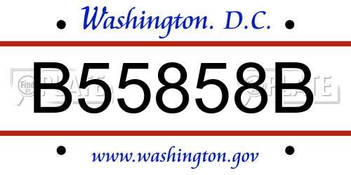 B55858B District Of Columbia License Plate