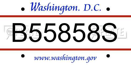B55858S District Of Columbia License Plate