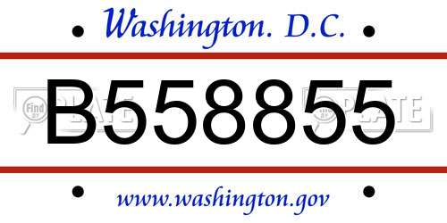 B558855 District Of Columbia License Plate
