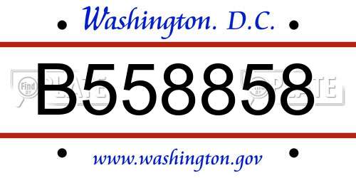 B558858 District Of Columbia License Plate