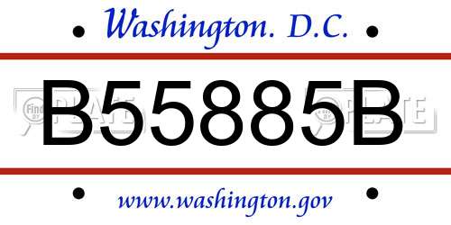 B55885B District Of Columbia License Plate