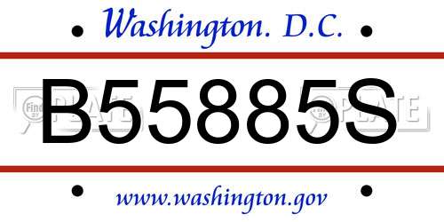 B55885S District Of Columbia License Plate