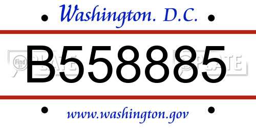 B558885 District Of Columbia License Plate