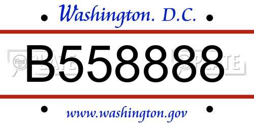 B558888 District Of Columbia License Plate