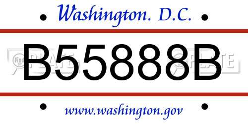 B55888B District Of Columbia License Plate