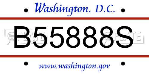 B55888S District Of Columbia License Plate