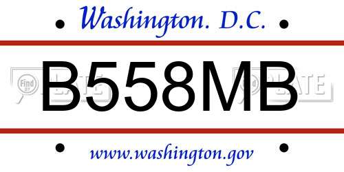 B558MB District Of Columbia License Plate